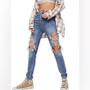 WE THE FREE  Blue Pheonix High Rise Ripped Skinny Jeans